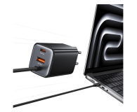 USAMS Ładowarka 65W GaN Fast Charger 1xUSB-C 1xUSB-A  /kabel USB-C czarna - 1471729 - zdjęcie 2